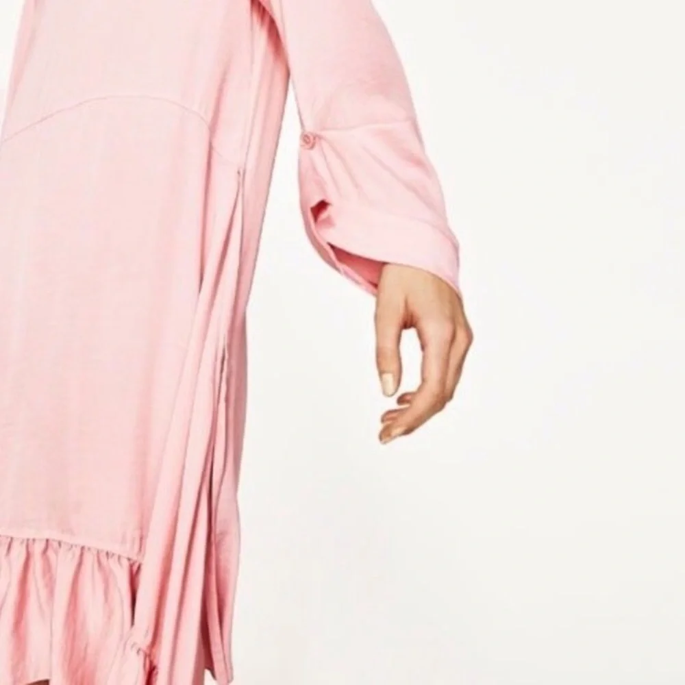 Barbie Core Zara Blogger Favorite Frilled Pink Midi Dress - Picture 8 of 11